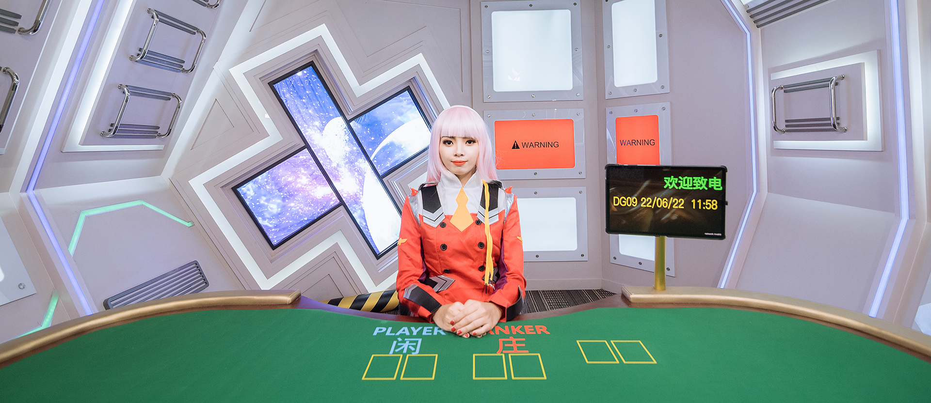 DG 真人視訊百家樂：真人荷官現場發牌，過程全程可見。
