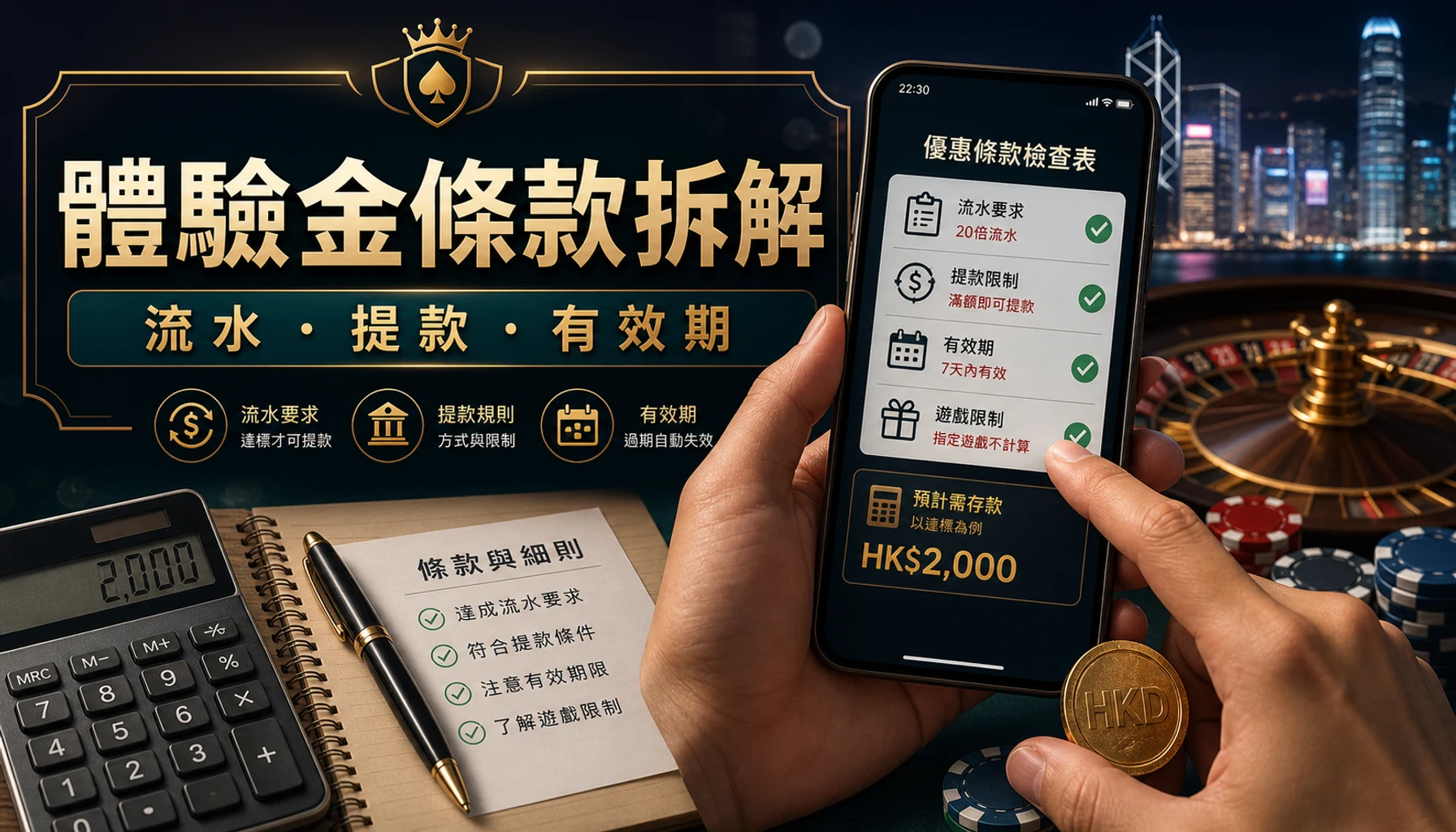 體驗金條款拆解流水提款有效期封面